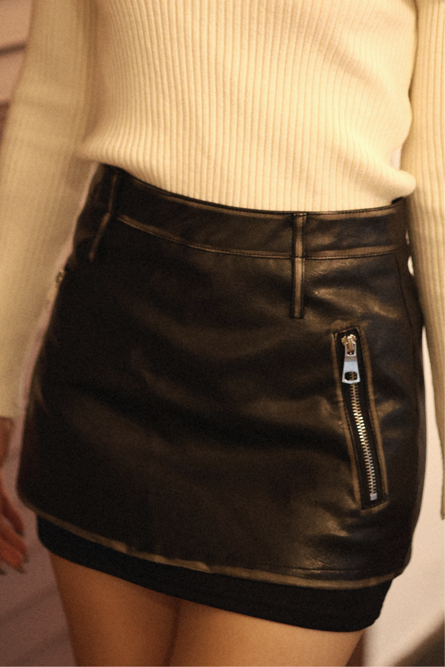 Getaway Faux Leather High Waisted Mini Skirt