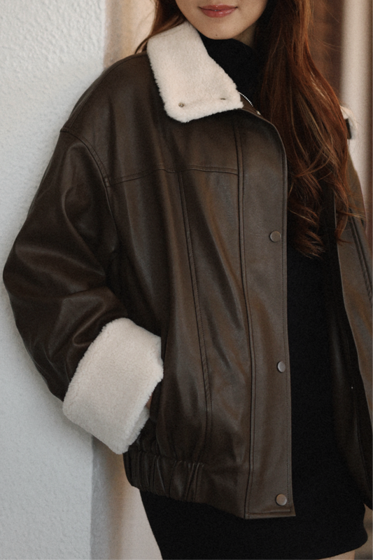 Lipa Faux Leather Bomber Jacket