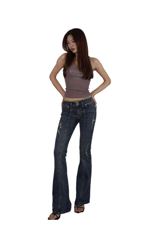 Antique Wash Low Rise Flare Jeans