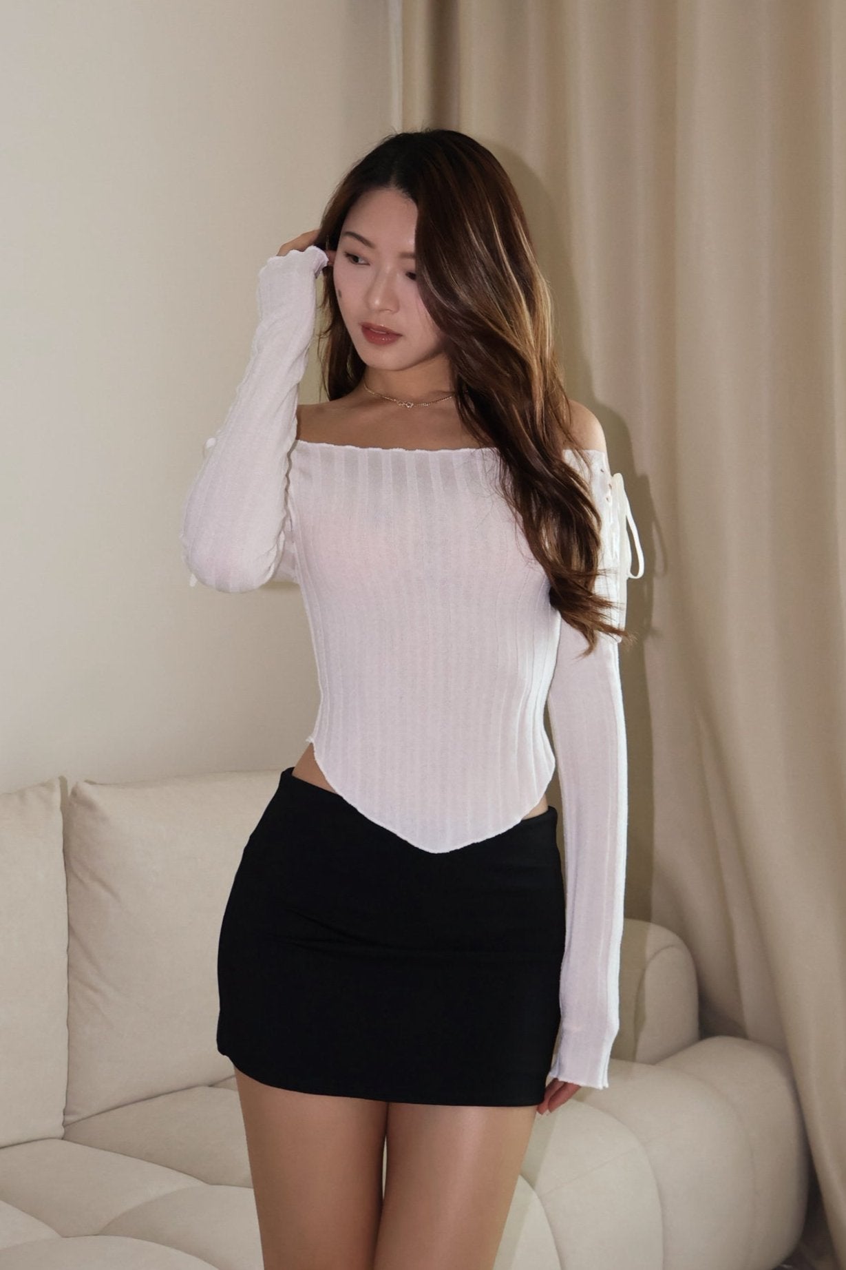 Nayler Off Shoulder Ribbon Top